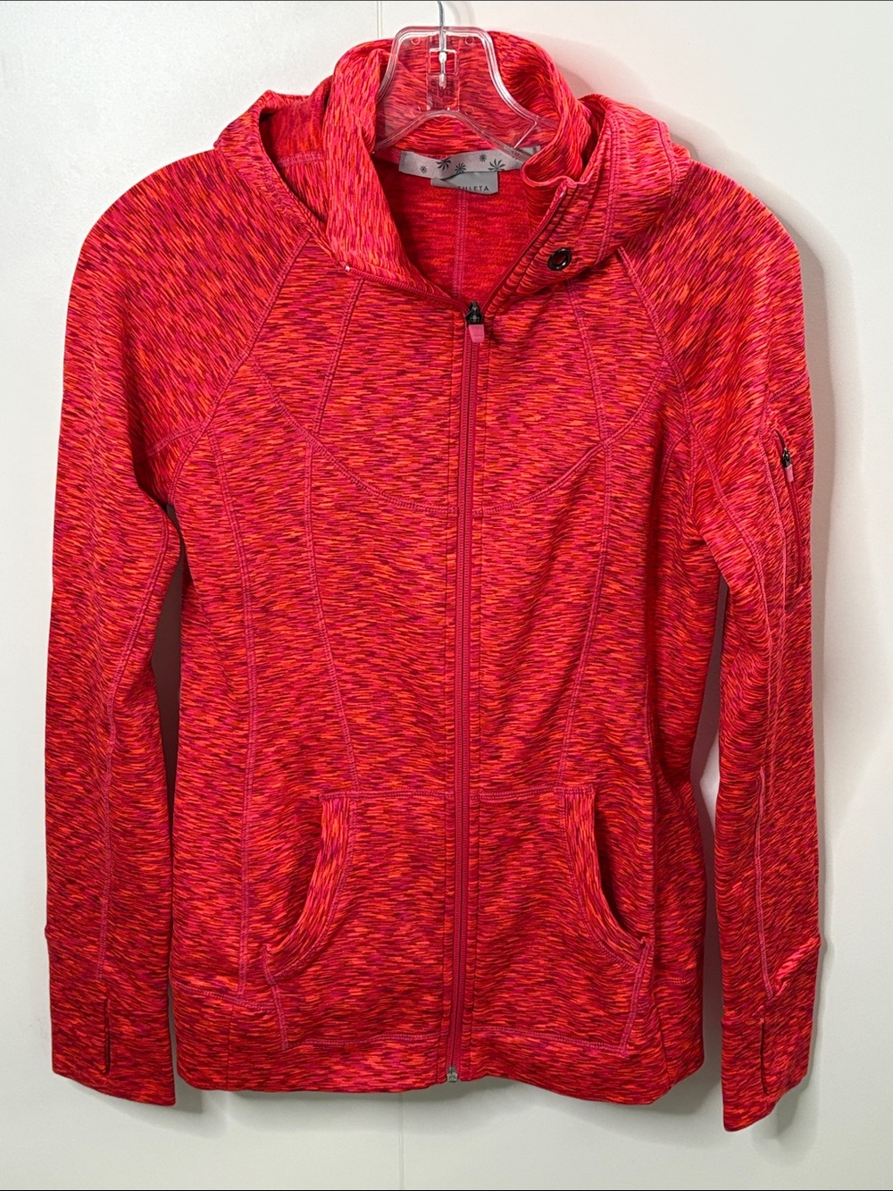 Athleta Women's Red & Pink Space-Dye Full‑Zip Hoodie S